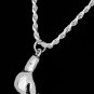 STERLING SILVER BOXING GLOVE 3D CHARM & ROPE CHAIN 18"