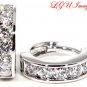STERLING SILVER  CZ ROUND CUT HINGED HOOP EARRINGS
