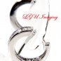 STERLING SILVER  CZ ROUND CUT HINGED HOOP EARRINGS
