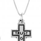 STERLING SILVER TRUST GOD CROSS & SS 16" BOX CHAIN