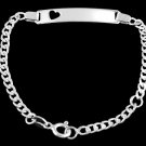 STERLING SILVER CHILD'S ID HEART CUBAN LINK BRACELET