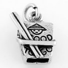 STERLING SILVER CHINESE TAKE-OUT TO GO BOX W/CHOPSTICKS CHARM