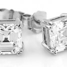STERLING SILVER CZ ASSCHER CUT STUD EARRINGS 6mm