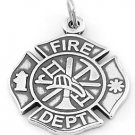 STERLING SILVER FIRE DEPARTMENT MALTESE CROSS CHARM/PENDANT