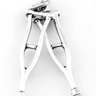 STERLING SILVER 3D CRUTCHES CHARM/ PENDANT
