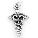 STERLING SILVER 3D CADUCEUS CHARM/ PENDANT