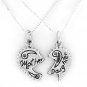 STERLING SILVER MOTHER DAUGHTER SPLIT CHARM & 2 SILVER 18 INCH BOX CHAIN NECKLACES