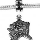 STERLING SILVER DANGLE STATE OF ALASKA EUROPEAN BEAD