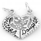 STERLING SILVER MOTHER DAUGHTER HEART SPLIT CHARM/PENDANT