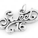 STERLING SILVER FANCY SWEET 16 CHARM/PENDANT