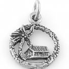 STERLING SILVER BEACH HOUSE PALM TREE CHARM/PENDANT