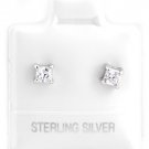 STERLING SILVER APRIL BIRTHSTONE CZ CHILD POST EARRINGS 3mm