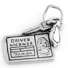 STERLING SILVER FEMALE DRIVER'S LICENSE W/ KEY CHARM/PENDANT
