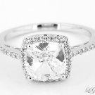 STERLING SILVER 2.5 CT CUSHION CUT ENGAGEMENT/WEDDING SILVER RING SIZE 7