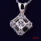 Sterling Silver Round/Baguettes/Princess CZ Necklace