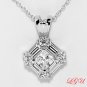 Sterling Silver Round/Baguettes/Princess CZ Necklace