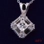 Sterling Silver Round/Baguettes/Princess CZ Necklace