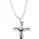 STERLING SILVER JESUS CRUCIFIX & 16" SILVER BOX CHAIN
