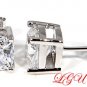 STERLING SILVER  CZ CUSHION CUT STUD EARRINGS 7MM3