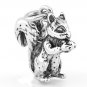 STERLING SILVER 3D SQUIRREL EATING NUT CHARM/ PENDANT