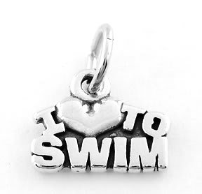 STERLING SILVER I LOVE TO SWIM CHARM/PENDANT