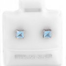 STERLING SILVER MARCH BIRTHSTONE CZ CHILD POST EARRINGS 3mm