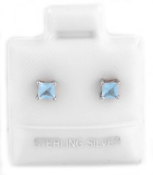 STERLING SILVER MARCH BIRTHSTONE CZ CHILD POST EARRINGS 3mm