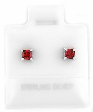 STERLING SILVER JANUARY BIRTHSTONE CZ CHILD POST EARRINGS 3mm
