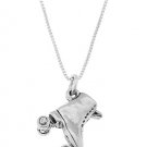 STERLING SILVER ROLLER DERBY STYLE ROLLER SKATE CHARM WITH 16 INCH BOX CHAIN NECKLACE