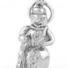 STERLING SILVER 3D LARGE SNOWMAN CHARM/PENDANT