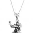 STERLING SILVER MARTIAL ARTS INSTRUCTOR CHARM WITH 16 INCH BOX CHAIN NECKLACE
