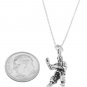 STERLING SILVER MARTIAL ARTS INSTRUCTOR CHARM WITH 16 INCH BOX CHAIN NECKLACE