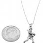 STERLING SILVER BATTING BASEBALL PLAYER CHARM WITH 16 INCH BOX CHAIN NECKLACE