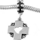 STERLING SILVER DANGLING CROSS HEART EUROPEAN BEAD