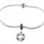 STERLING SILVER DANGLING CROSS HEART EUROPEAN BEAD