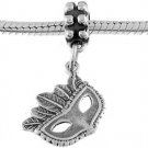 STERLING SILVER DANGLING MASQUERADE MASK EUROPEAN BEAD
