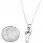 STERLING SILVER FOOTPRINT FRAME CHARM WITH 16 inch BOX CHAIN NECKLACE
