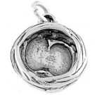 STERLING SILVER BIRD'S NEST CHARM/PENDANT