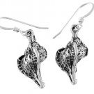 STERLING SILVER 3D CONCH SHELL DANGLING EARRINGS