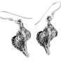 STERLING SILVER 3D CONCH SHELL DANGLING EARRINGS