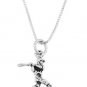 STERLING SILVER BASEBALL PLAYER BATTING CHARM WITH 16 inch BOX CHAIN NECKLACE