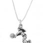 STERLING SILVER VOLLEYBALL PLAYER SERVING CHARM WITH 16 inch BOX CHAIN NECKLACE