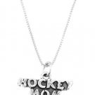 STERLING SILVER HOCKEY MOM CHARM WITH 16 INCH BOX CHAIN NECKLACE