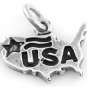 STERLING SILVER USA MAP CHARM/PENDANT