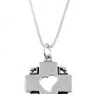 STERLING SILVER CROSS HEART & SILVER 16" BOX CHAIN