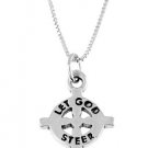 STERLING SILVER LET GOD STEER CROSS & 16" BOX CHAIN