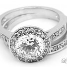 STERLING SILVER ENGAGEMENT WEDDING COMBO RING SZ 7