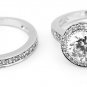 STERLING SILVER ENGAGEMENT WEDDING COMBO RING SZ 7