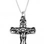 STERLING SILVER ORNATE JESUS CRUCIFIX WITH 16" SILVER BOX CHAIN