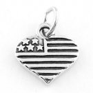 STERLING SILVER U.S.A. HEART CHARM/PENDANT